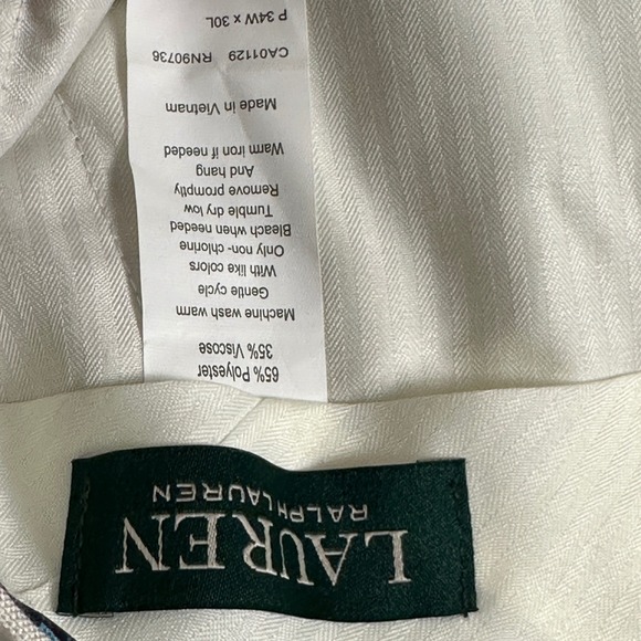 Ralph Lauren Mens UltraFlex Light Beige Dress Pants Chinos Size 34W x 30L - Picture 5 of 7